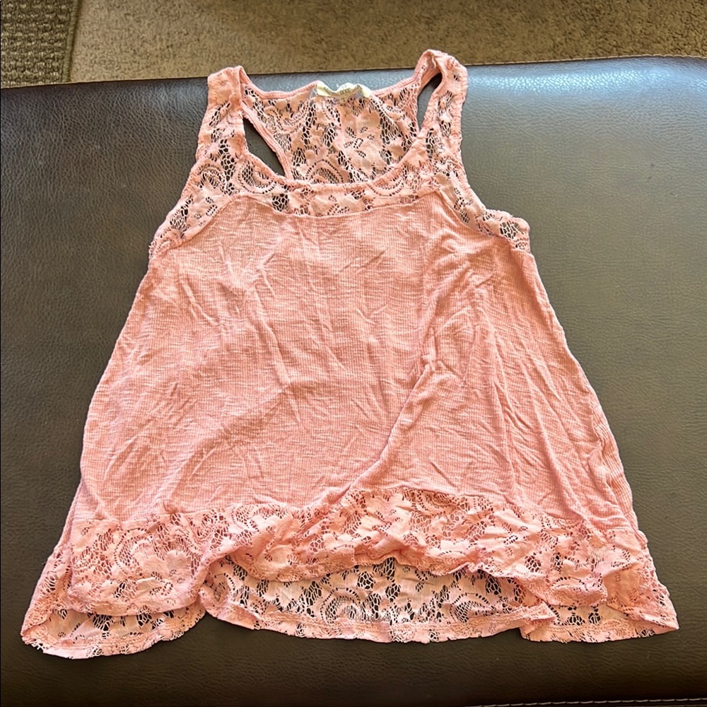 Pink Lace Racerback Style Tank, Size S
